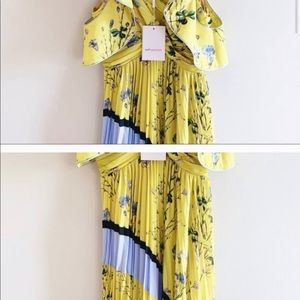 Self-Portrait Yellow Asymmetrical Hem Floral Dress
